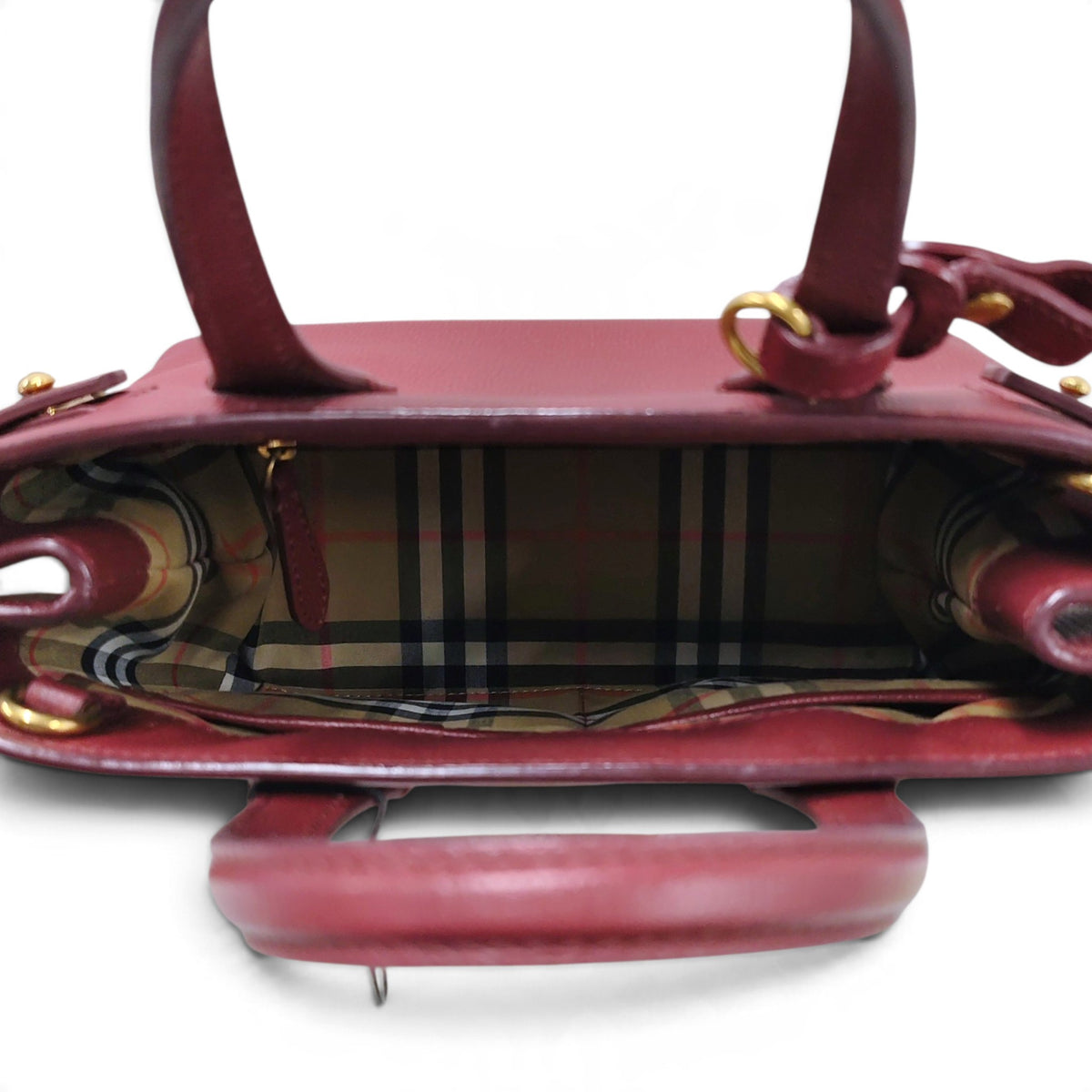 BURBERRY LONDON 2WAY Bag ITCORDI17CAL Rank (B) Red And Beige scratch