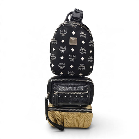 MCM Body Bag MUL9ARN10MT001 Black/Gold Rank B