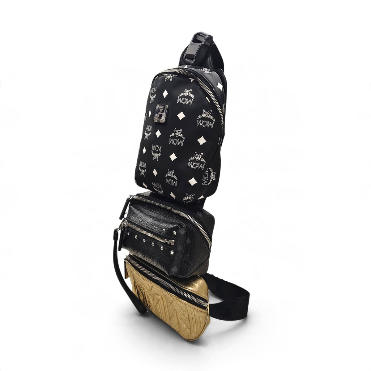 MCM Body Bag MUL9ARN10MT001 Black/Gold Rank B