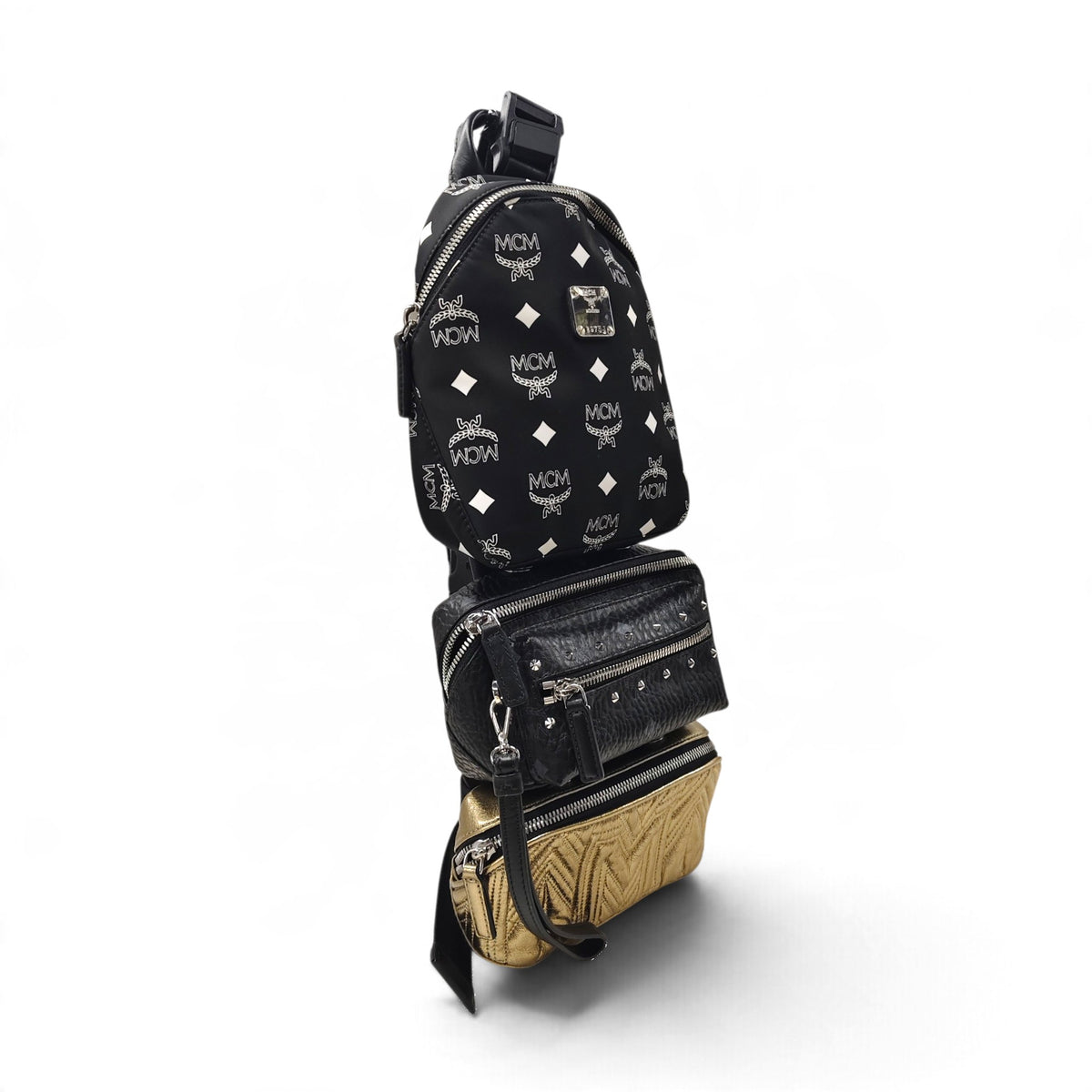 MCM Body Bag MUL9ARN10MT001 Black/Gold Rank B