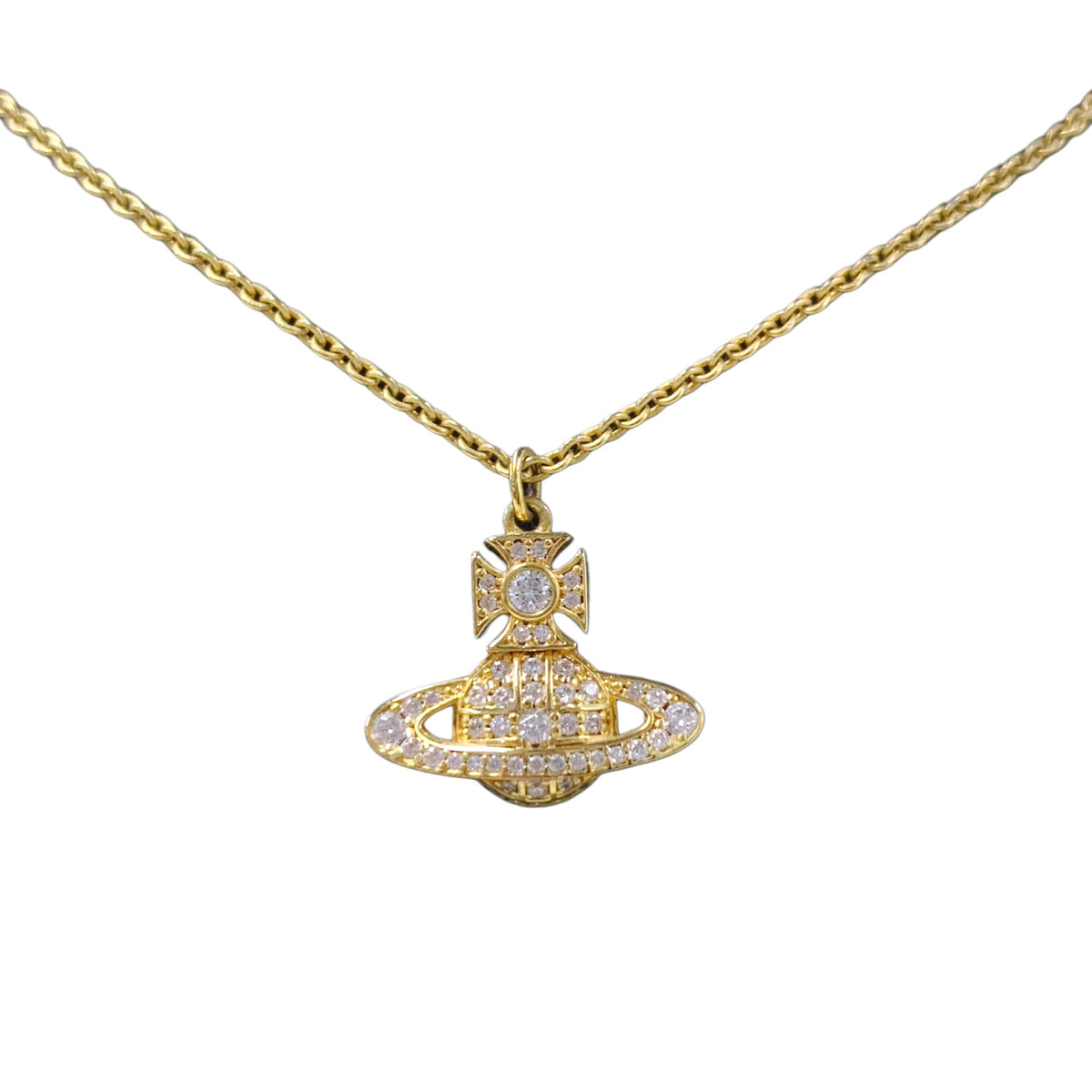 VIVIENNE WESTWOOD NECKLACE RANK(B) GOLD COLOR CARMELA BAS RILIEF PENDANT