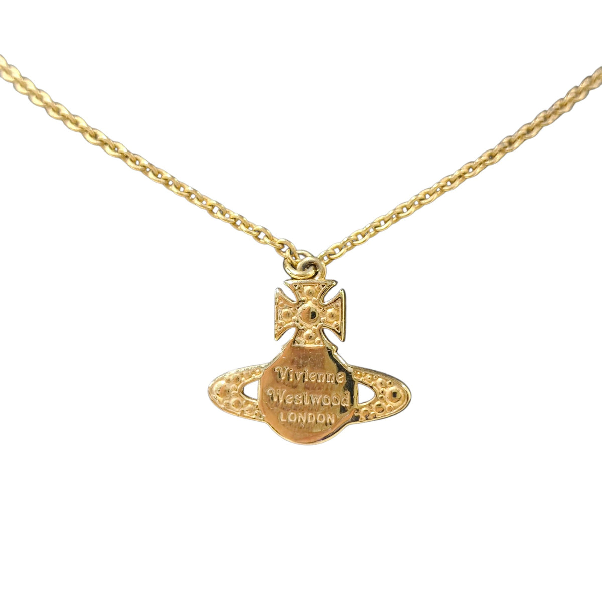 VIVIENNE WESTWOOD NECKLACE RANK(B) GOLD COLOR CARMELA BAS RILIEF PENDANT