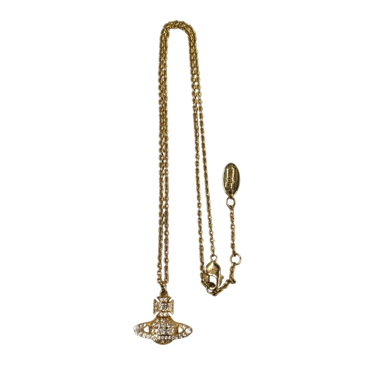 VIVIENNE WESTWOOD NECKLACE RANK(B) GOLD COLOR CARMELA BAS RILIEF PENDANT