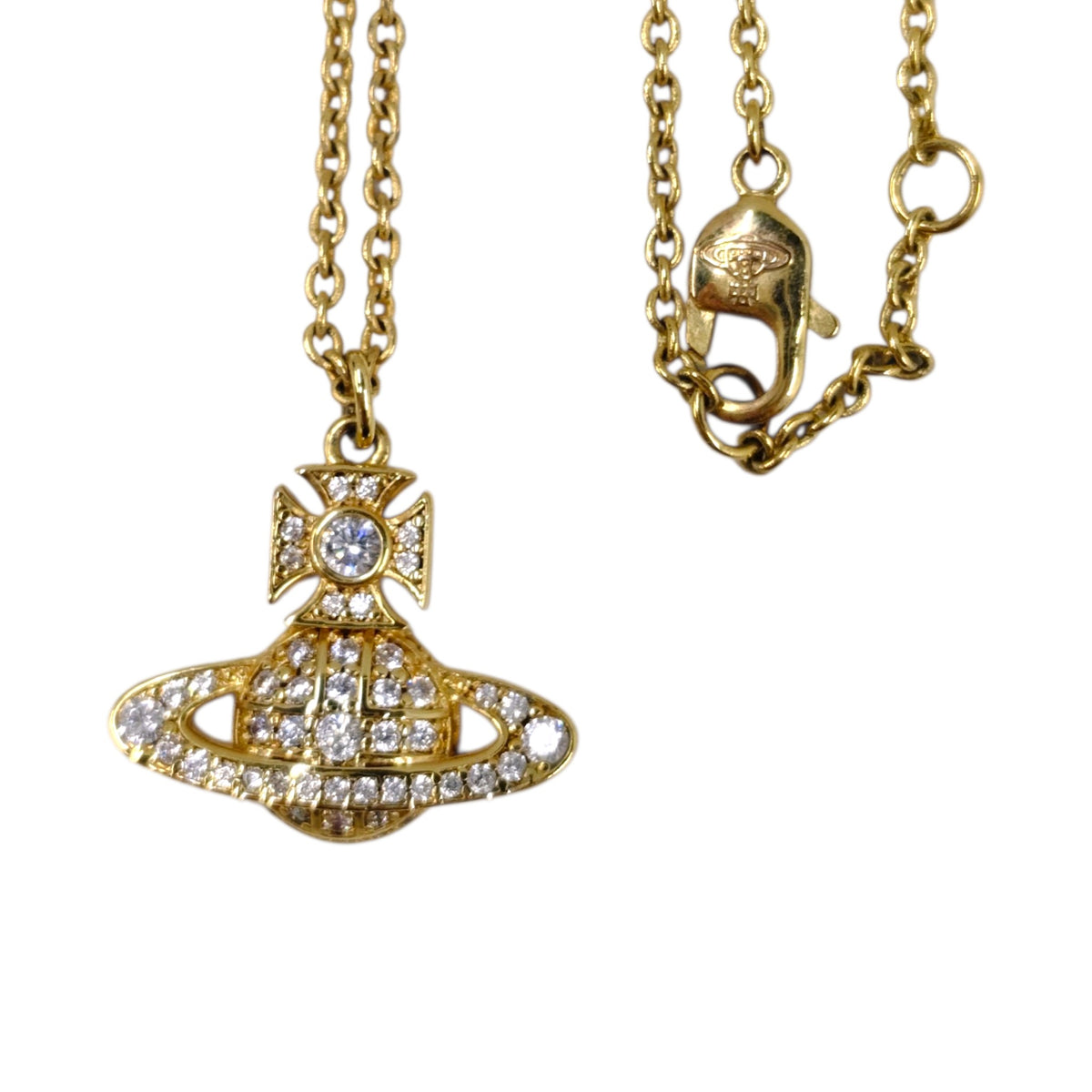 VIVIENNE WESTWOOD NECKLACE RANK(B) GOLD COLOR CARMELA BAS RILIEF PENDANT