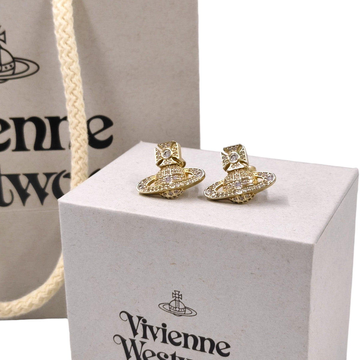 VIVIENNE WESTWOOD EARRING RANK(B) GOLD COLOR CARMELA BAS RELIEF