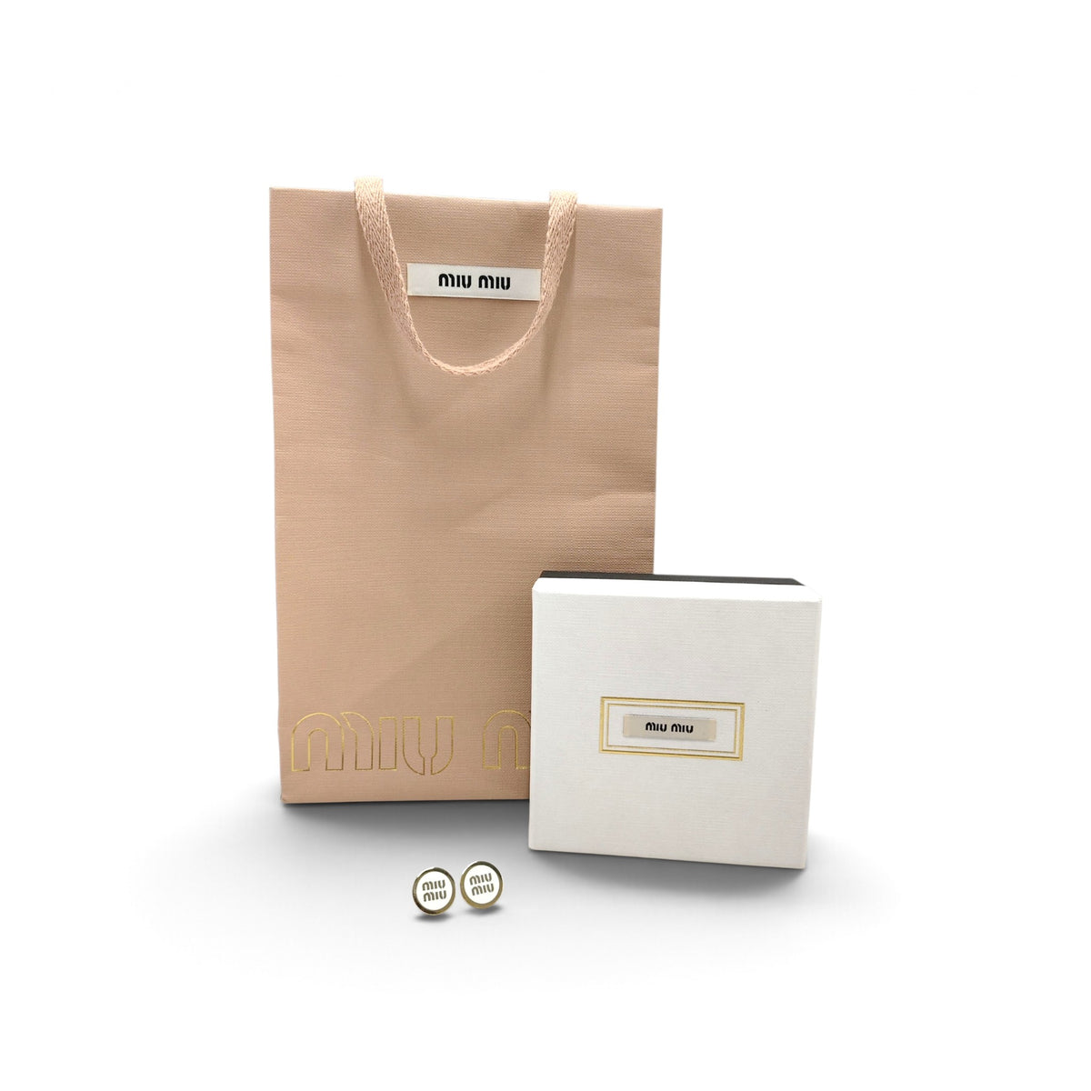 MIU MIU Earring Rank(AB) Gold/White Enameled Metal