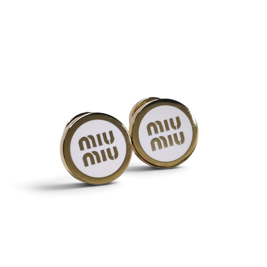 MIU MIU Earring Rank(AB) Gold/White Enameled Metal