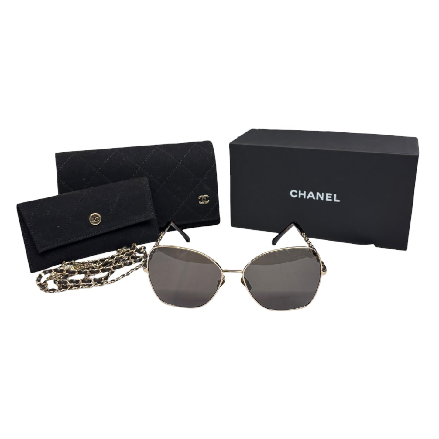 CHANEL Sunglasses 4274-Q Black Lady's With Box Set Rank (A)