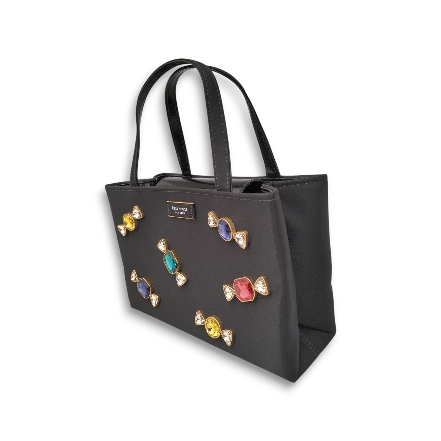 Kate Spade 2WAY Bag S338 Black Sam Icon Candy Gem Embellished Nylon Small Rank B