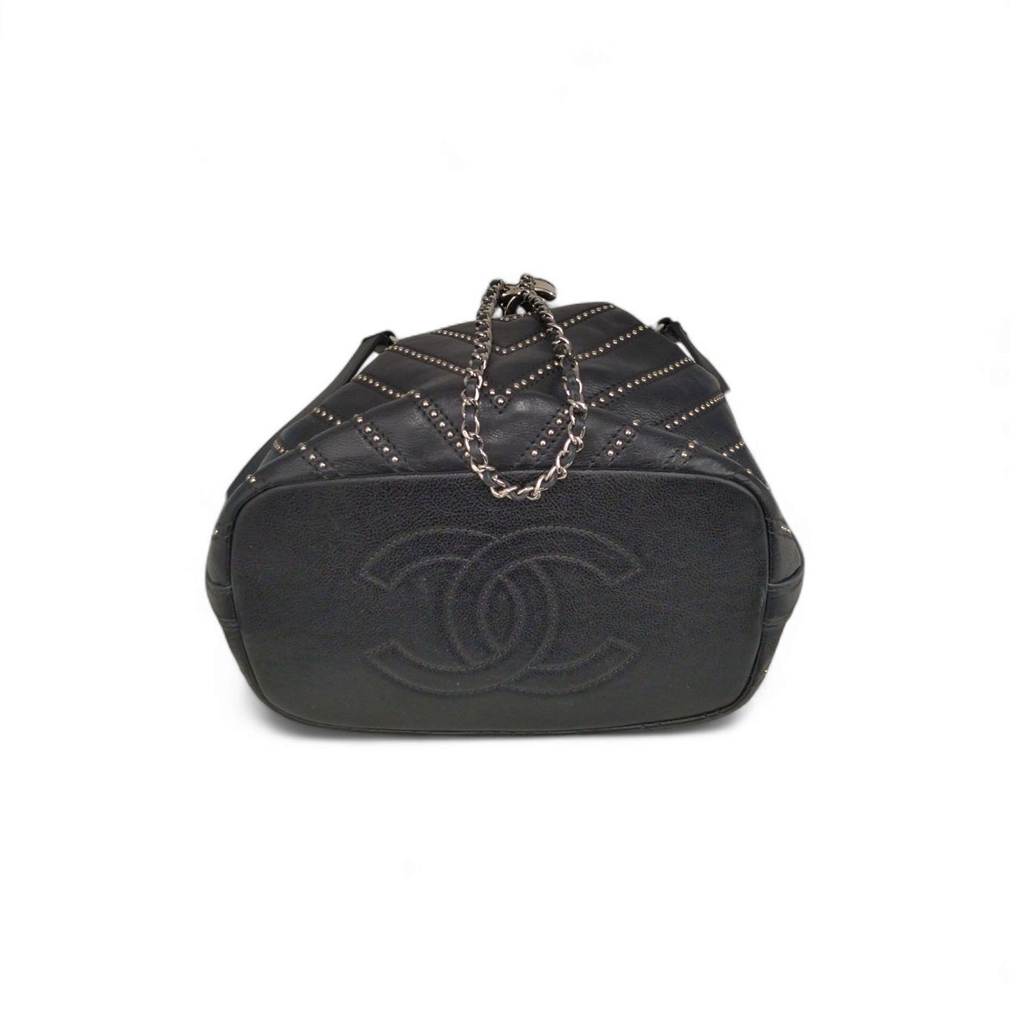 CHANEL Studs Shoulder Bag A93850 Black Stain 23771361 Rank(B)