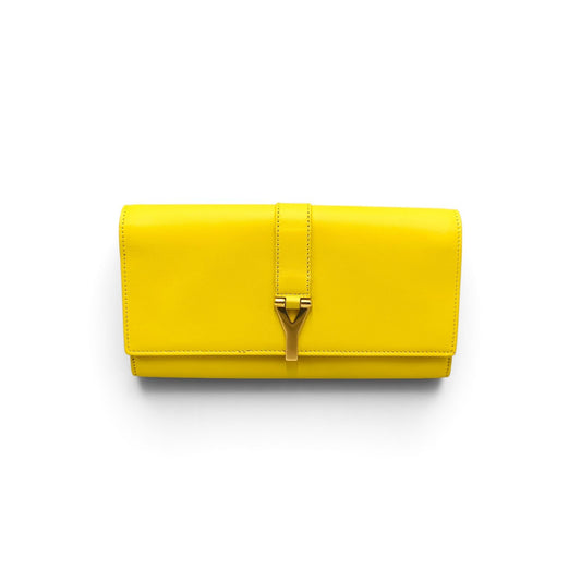 Yves Saint Laurent Long Wallet Yellow Small INN3149951013 Y Line Continental *Stain* Rank AB