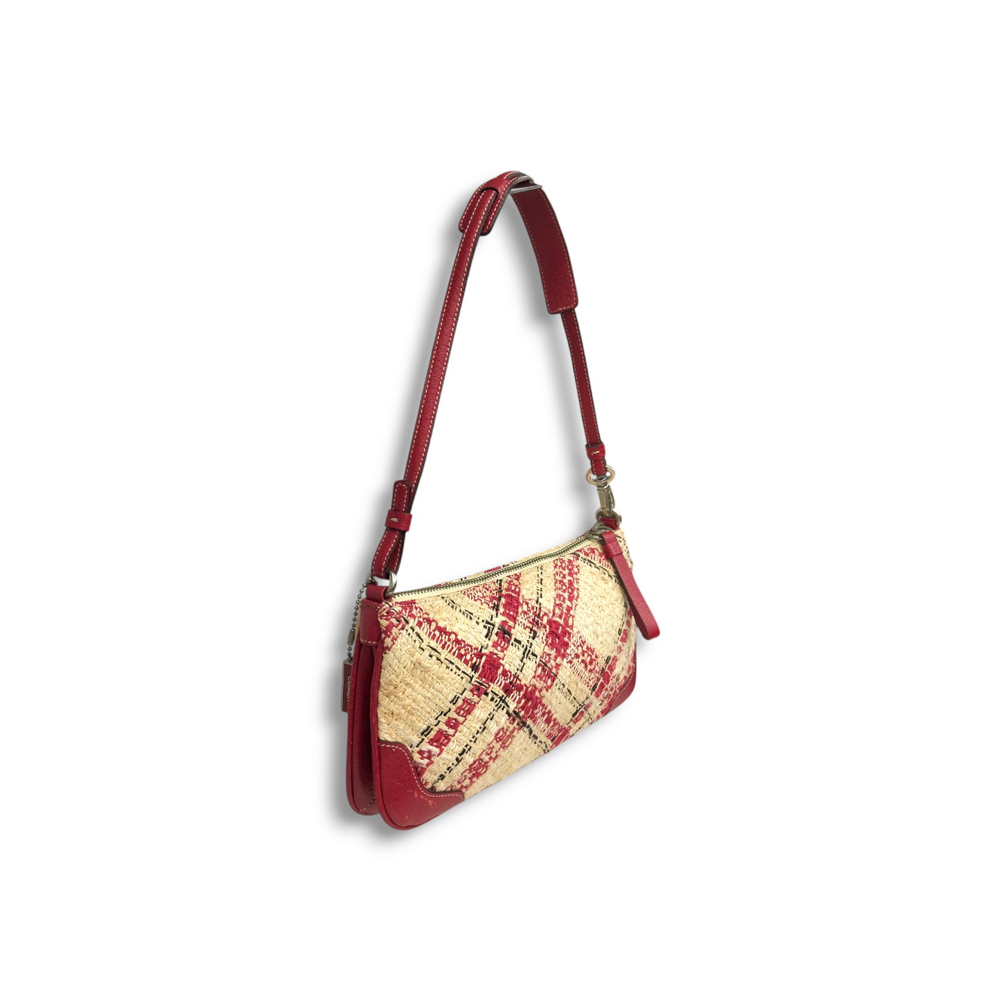 COACH Pouch 8336 Ivory/Red *Stain* Rank B