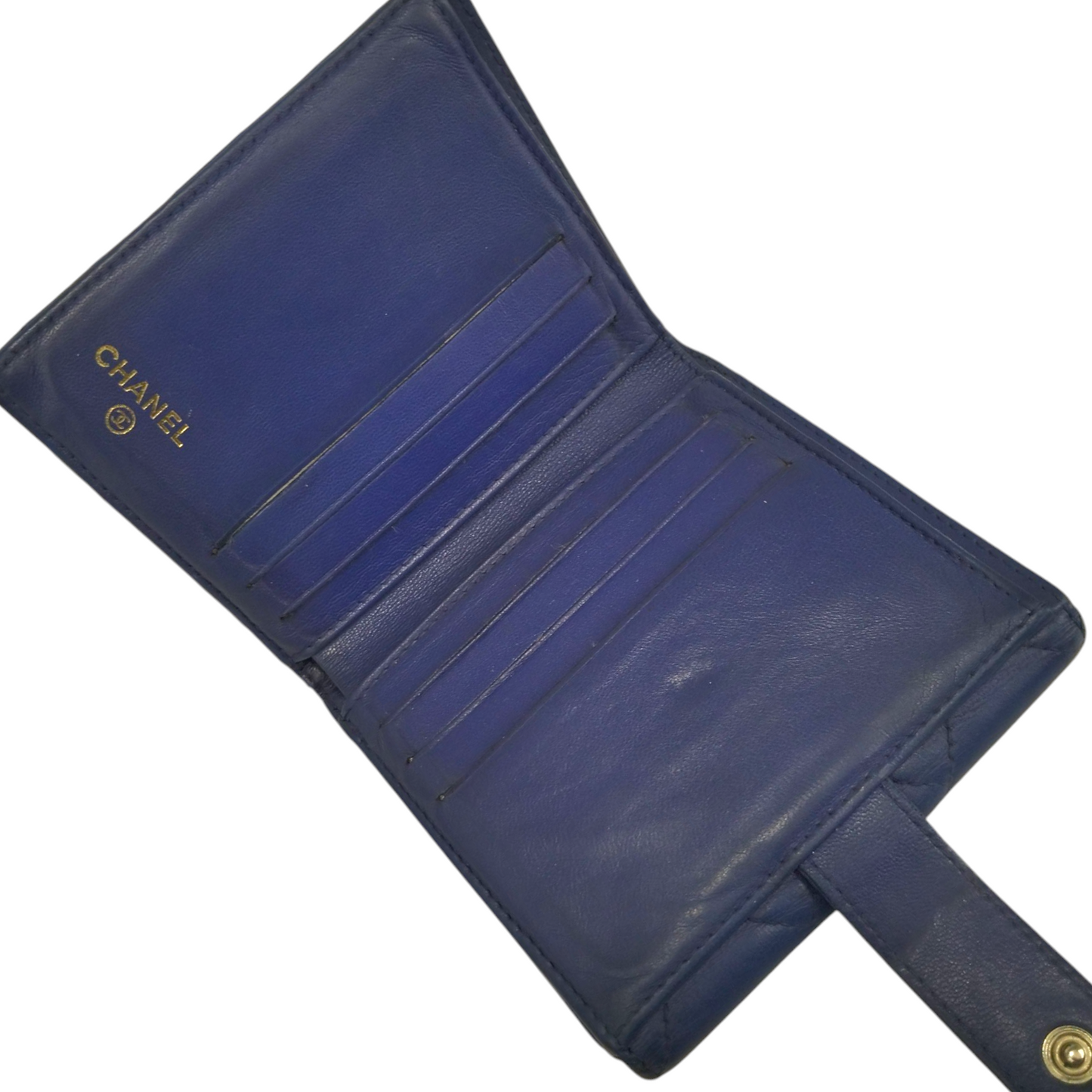 CHANEL WAllet Matrasse Blue Scratch/Stain 17524645 RAnk(C)