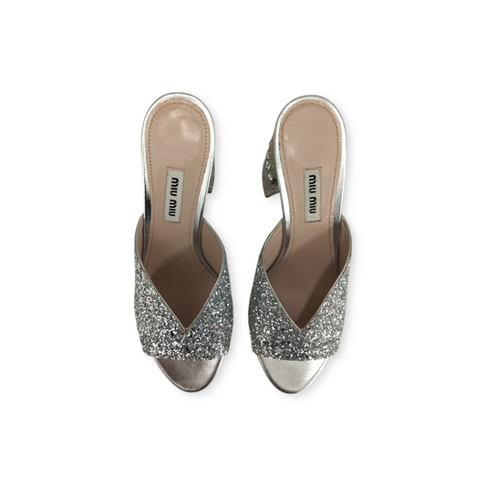 MIU MIU Sandal 37 Lady's Silver Rank(A)