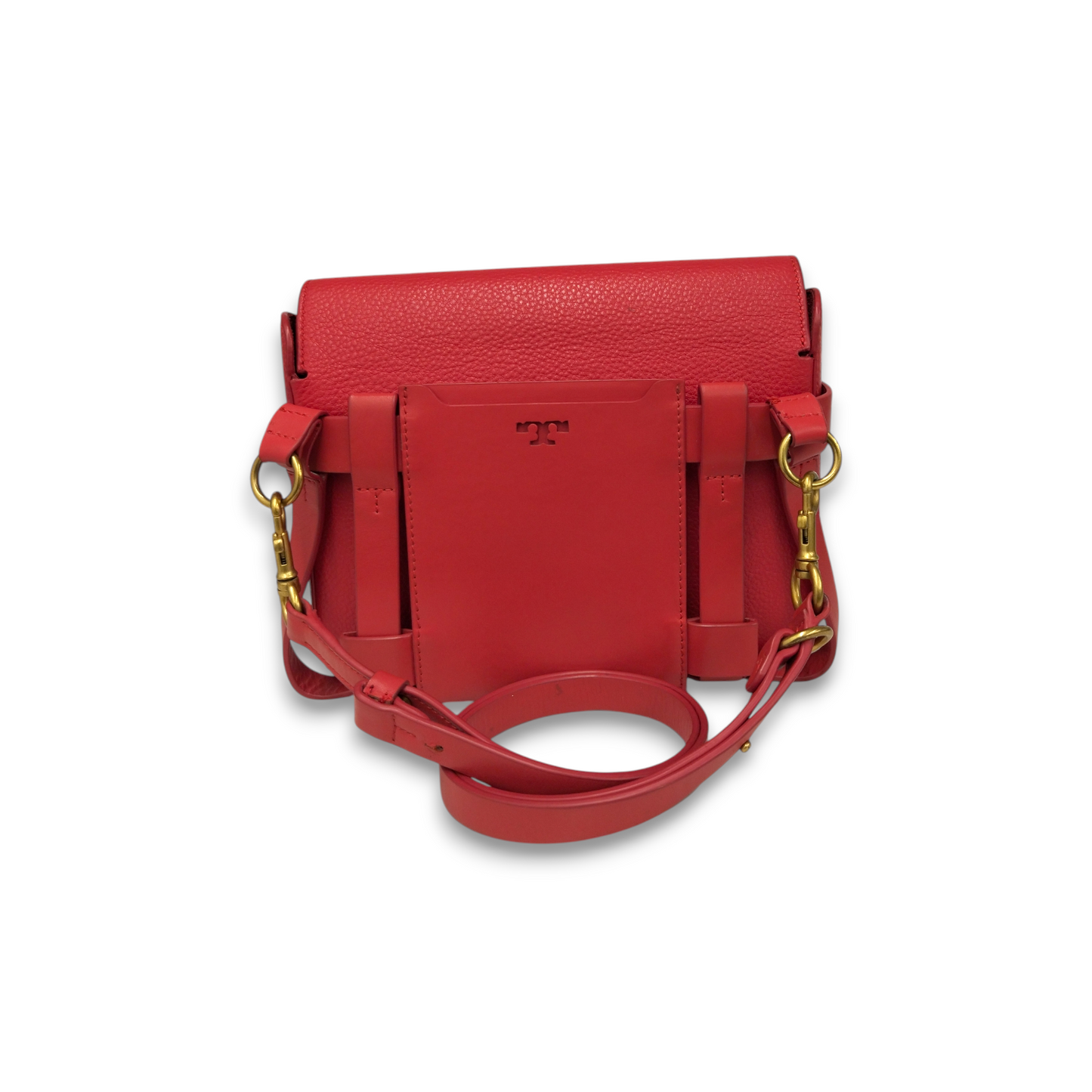 TORY BURCH Shoulder Bag Red *Strap Damage* Alastair Pebbled Rank B