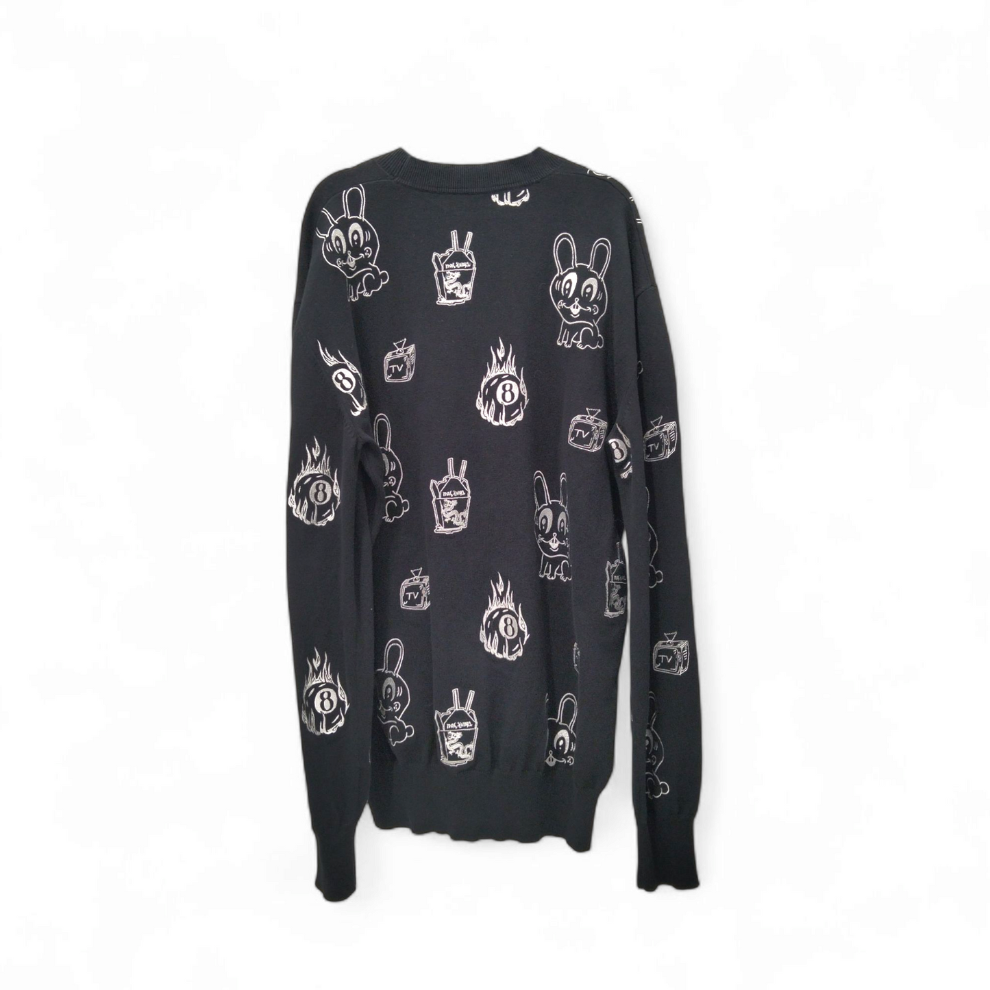 ALEXANDER McQUEEN T-Shirt SIZE L Mens Black Bunny stickers Rank B