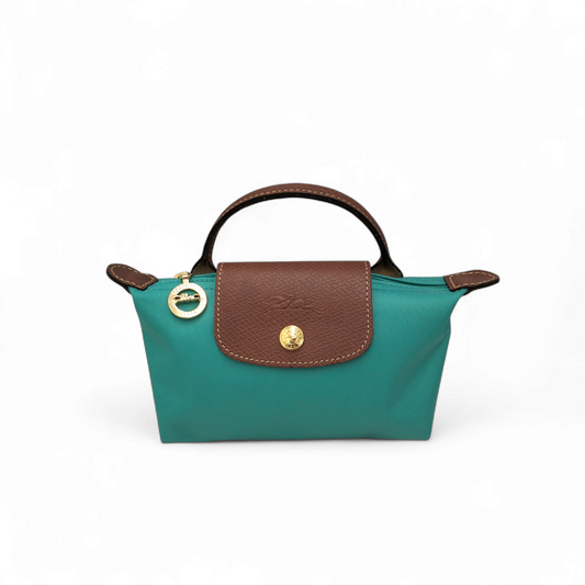LONGCHAMP Handbag Turquoise Stain Le Pliago Original Pouch Rank B 34175089P70