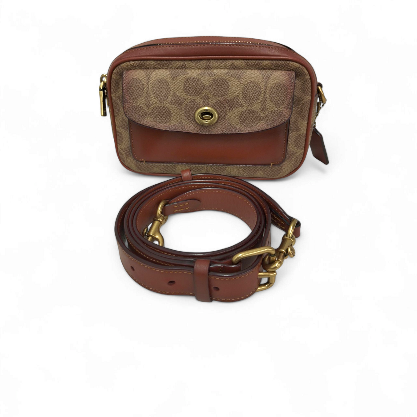 COACH Shoulder Bag CO694 Brown Rank B