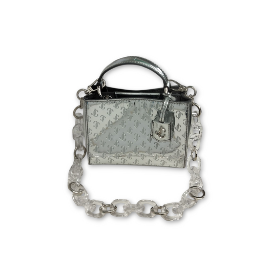 JIMMY CHOO 3WAY Bag Silver PH6HGB *Stain* Rank B
