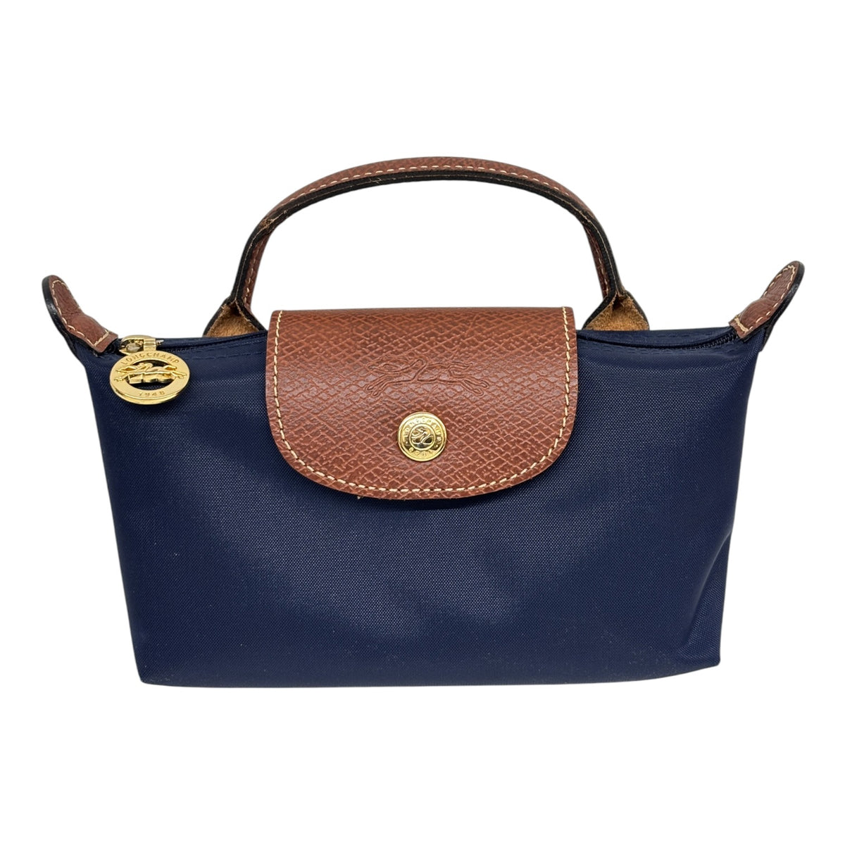 LONGCHAMP Mini Bag 34175089P68 Navy/Brown Damage Rank (B)