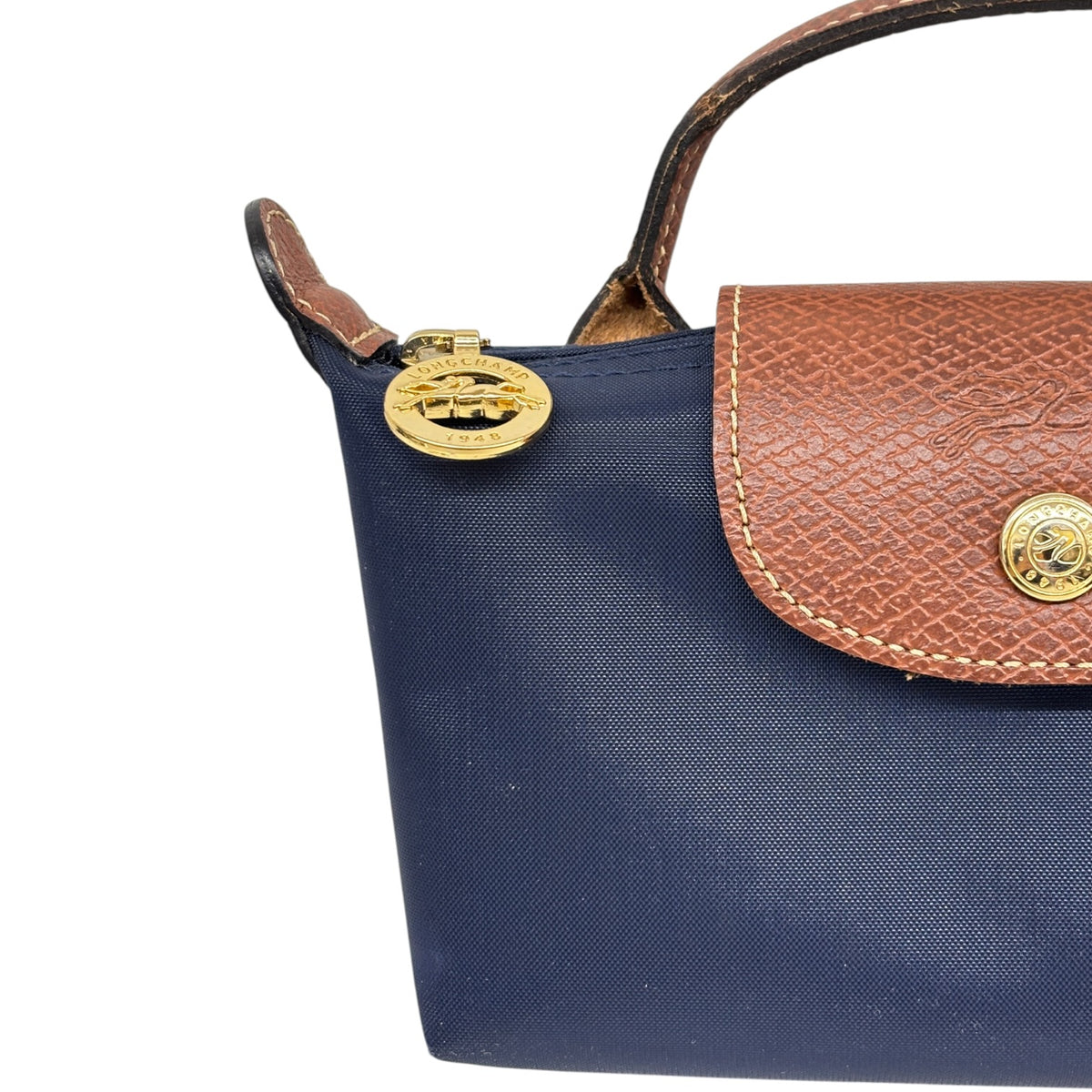 LONGCHAMP Mini Bag 34175089P68 Navy/Brown Damage Rank (B)