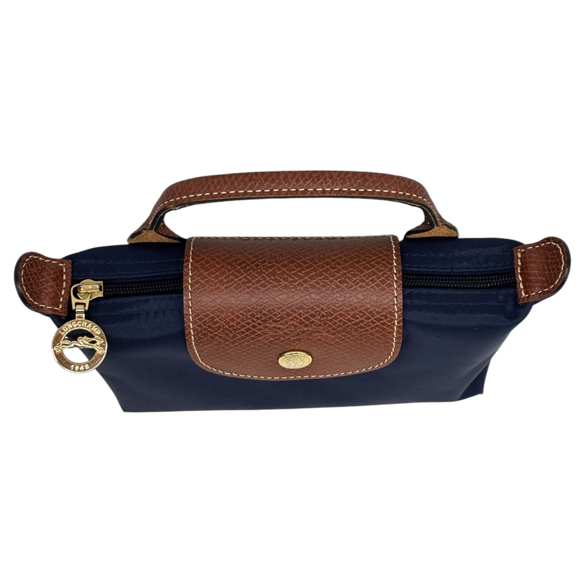 LONGCHAMP Mini Bag 34175089P68 Navy/Brown Damage Rank (B)