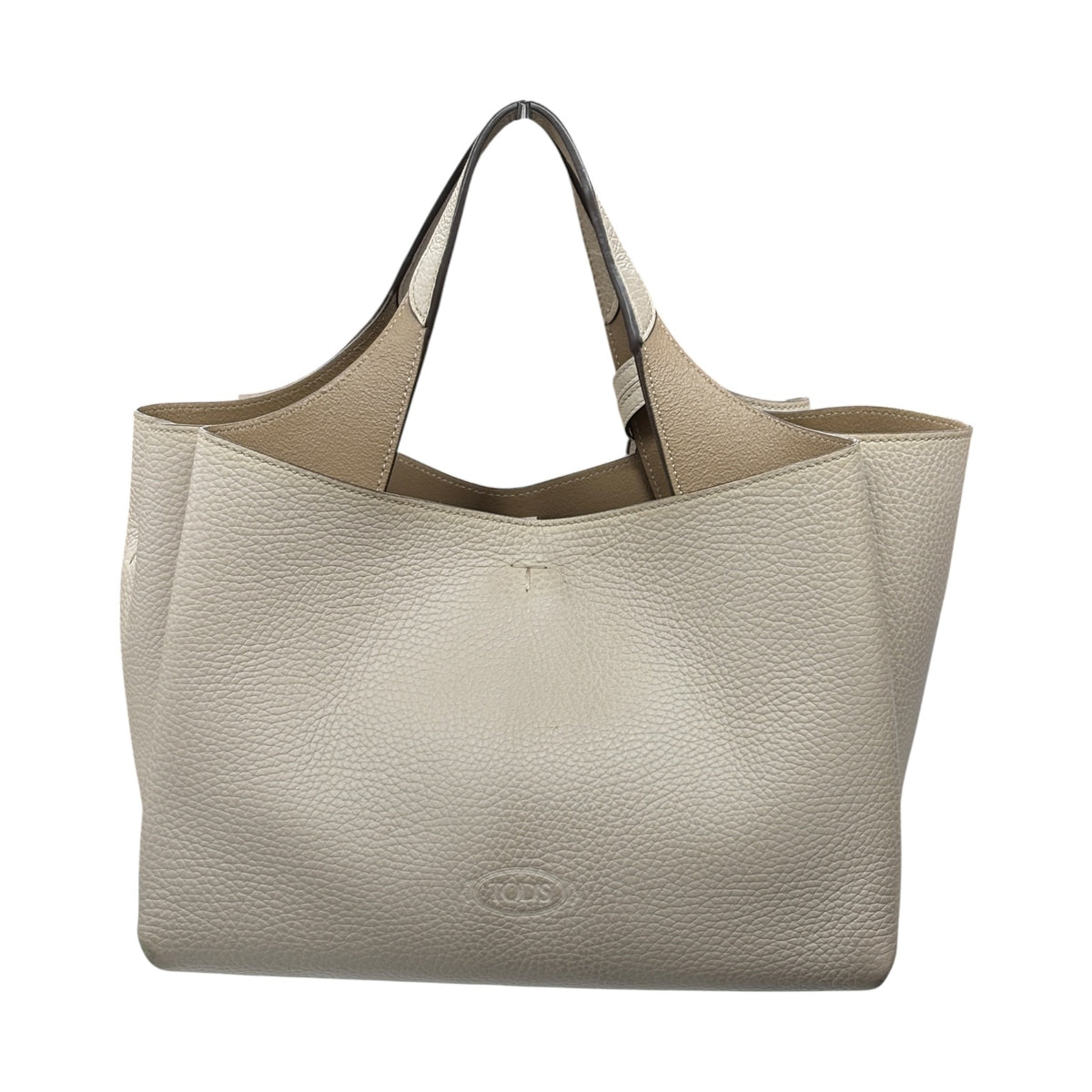 TOD'S 2 Way Bag Pebbled White
