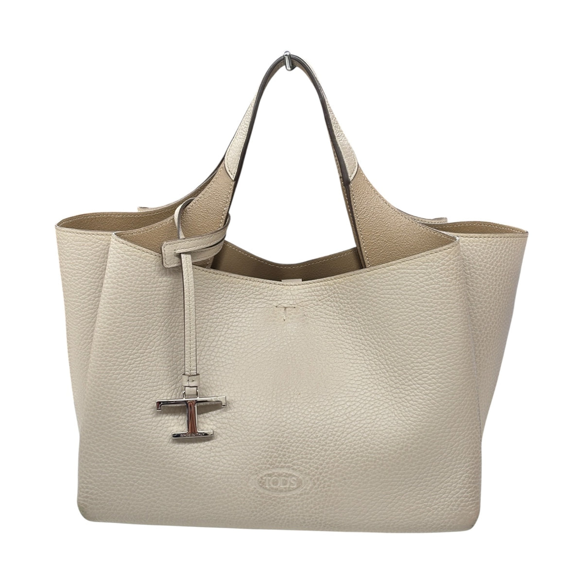 TOD'S 2 Way Bag Pebbled White