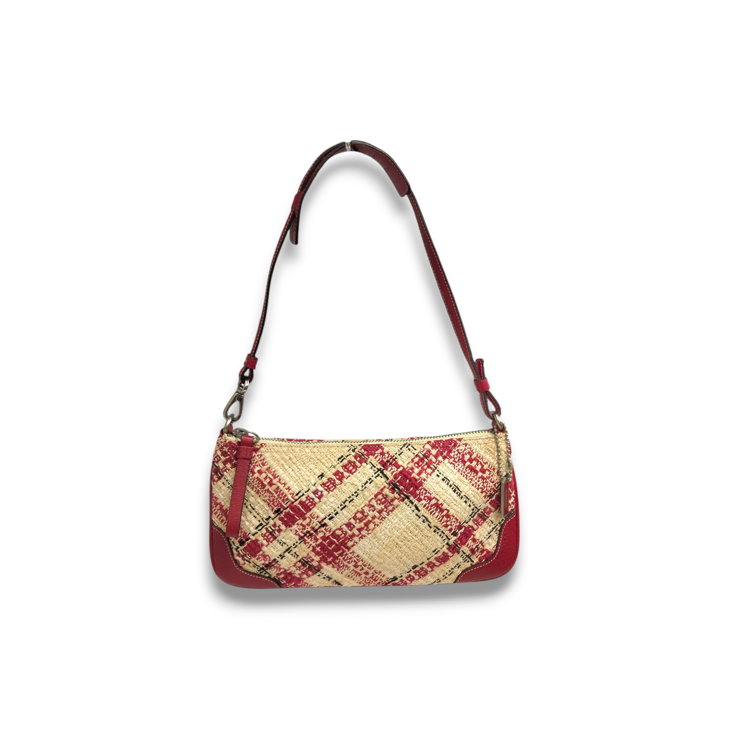 COACH Pouch 8336 Ivory/Red *Stain* Rank B