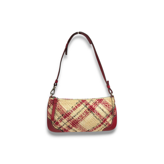 COACH Pouch 8336 Ivory/Red *Stain* Rank B