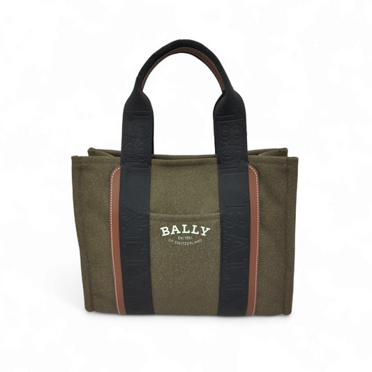 BALLY Hand Tote Bag Rank B Olive/Black Stain