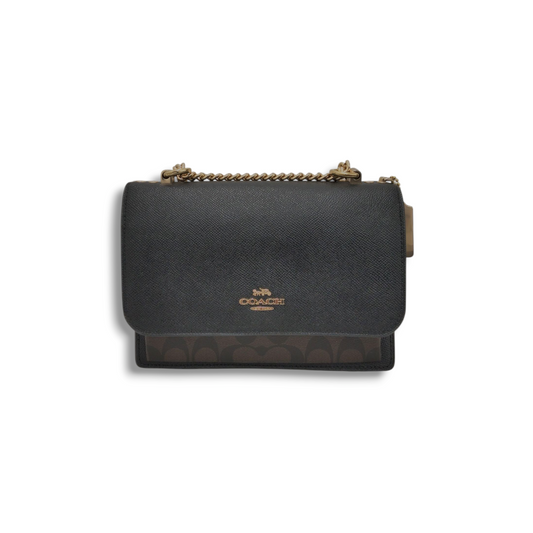 COACH Shoulder Bag 91019 Black/Brown *Stain* Rank B