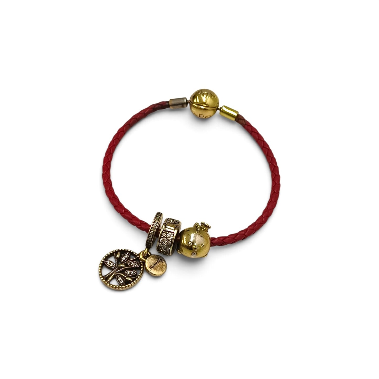 Bracelet PANDORA Red And Gold With Charm 3P