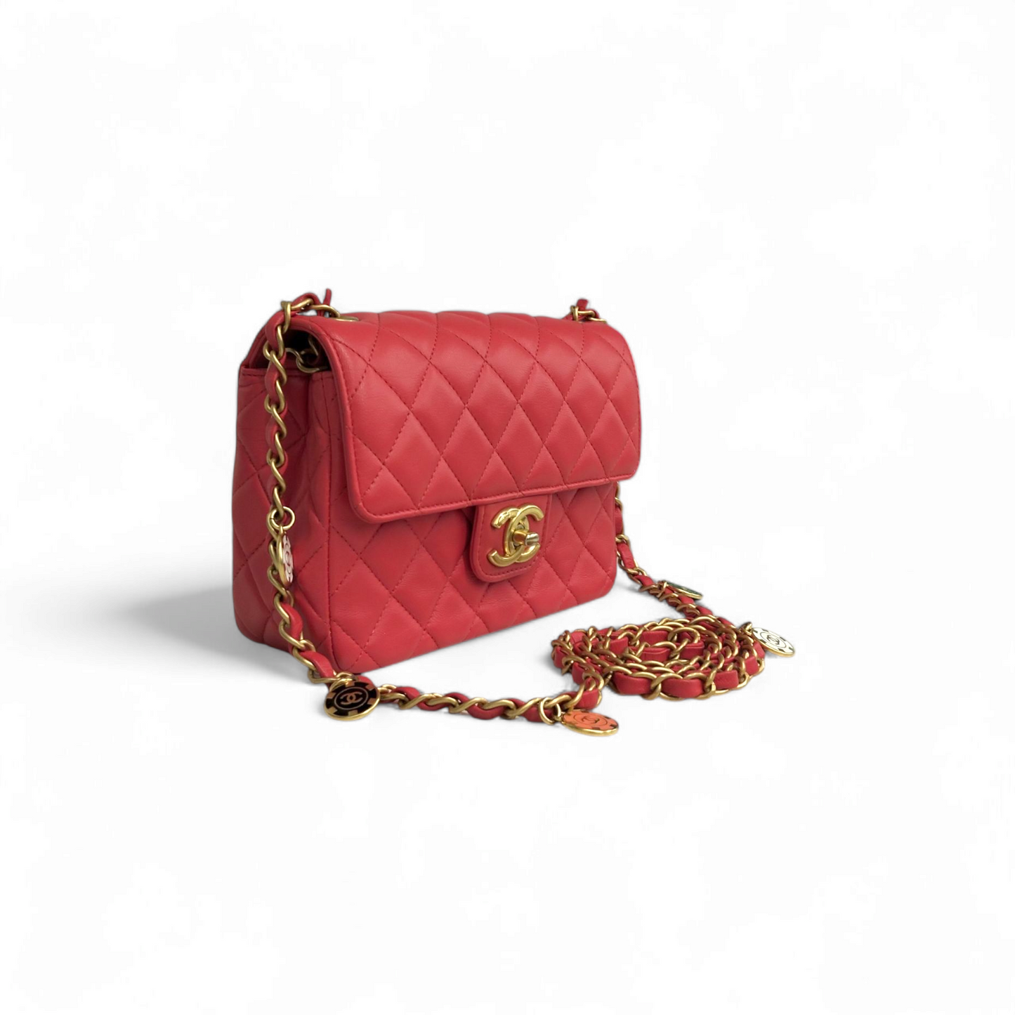 CHANEL Chain Shoulder Bag Mini Matrasse AS3737 Pink red Scratch TPN476H Rank (AB)