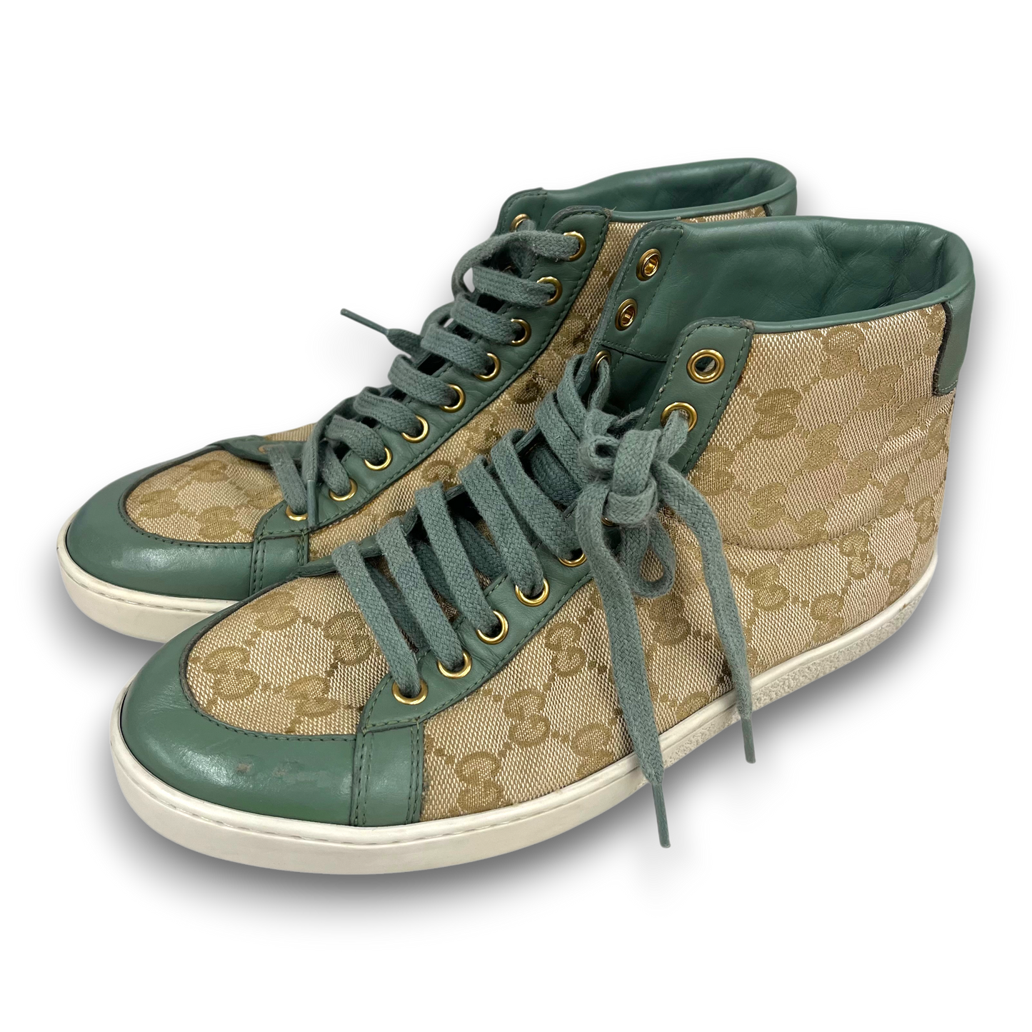 GUCCI Sneaker SIZE 37.5 387993 Lady's Beige/Green Rank(B) Scratch