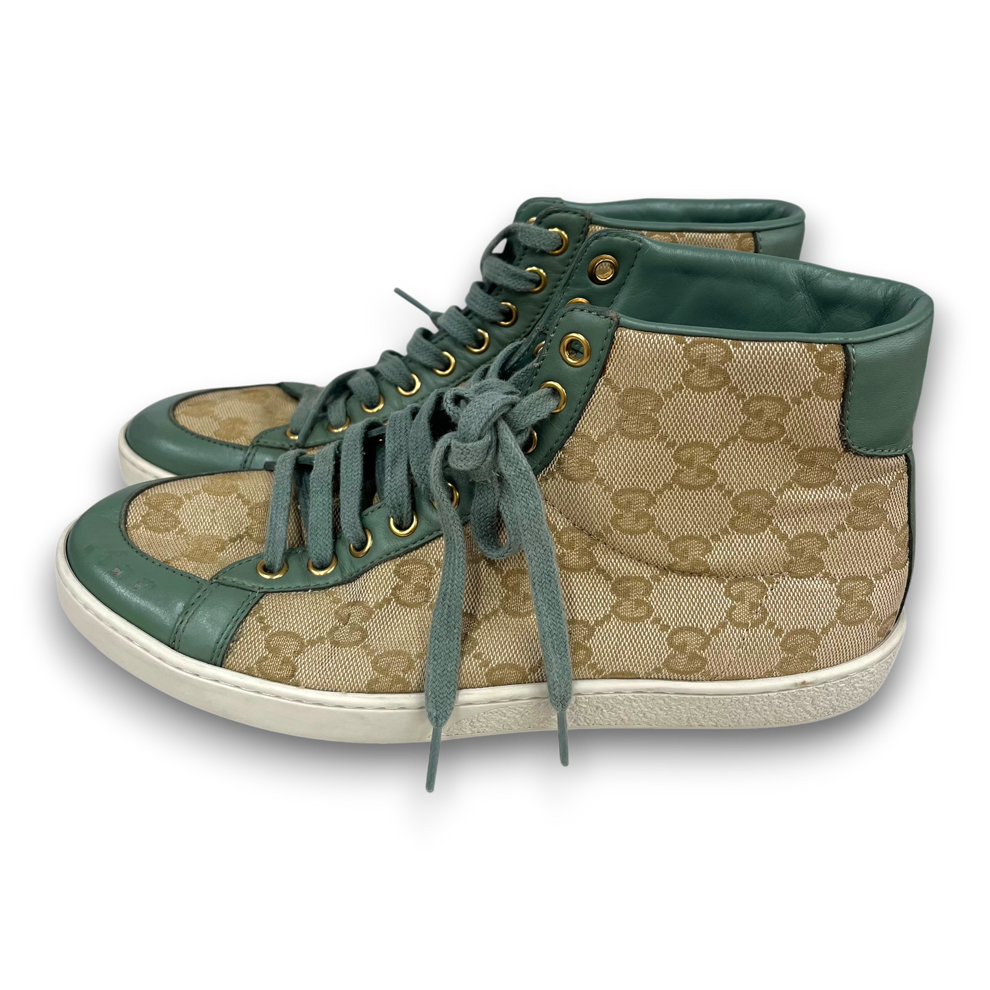 GUCCI Sneaker SIZE 37.5 387993 Lady's Beige/Green Rank(B) Scratch