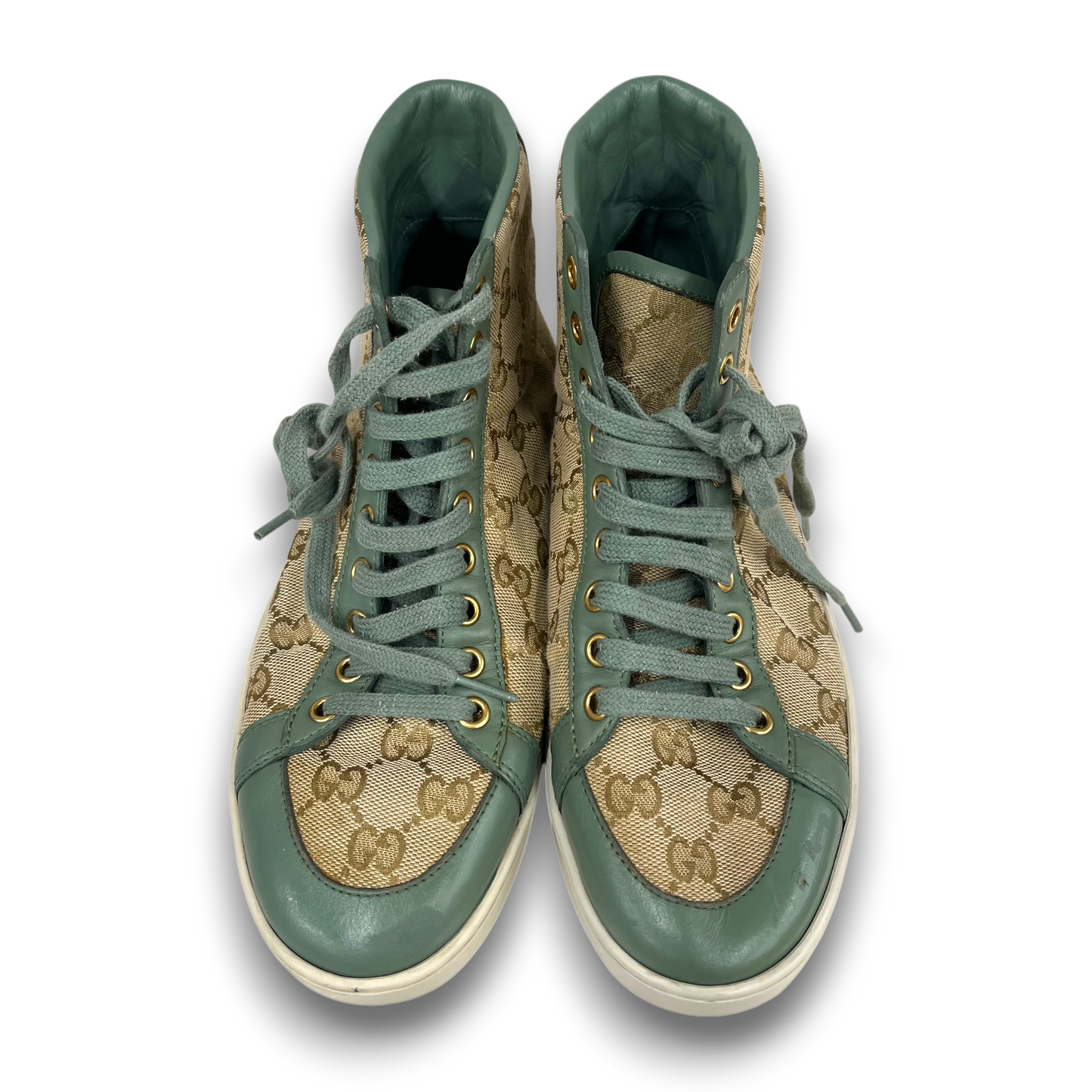 GUCCI Sneaker SIZE 37.5 387993 Lady's Beige/Green Rank(B) Scratch