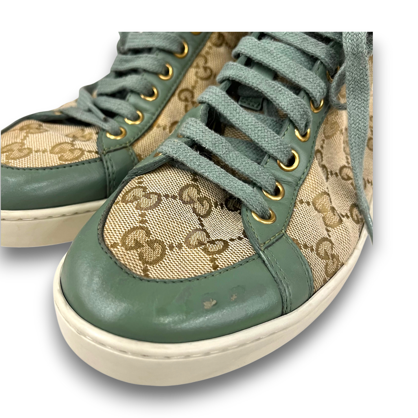 GUCCI Sneaker SIZE 37.5 387993 Lady's Beige/Green Rank(B) Scratch