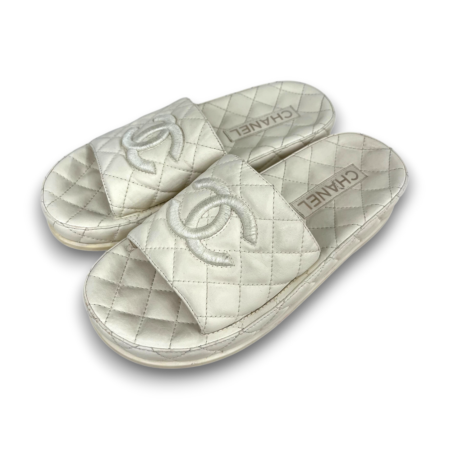 CHANEL Sandal SIZE 37 G36901  Lady's White Rank(B) Diss Color