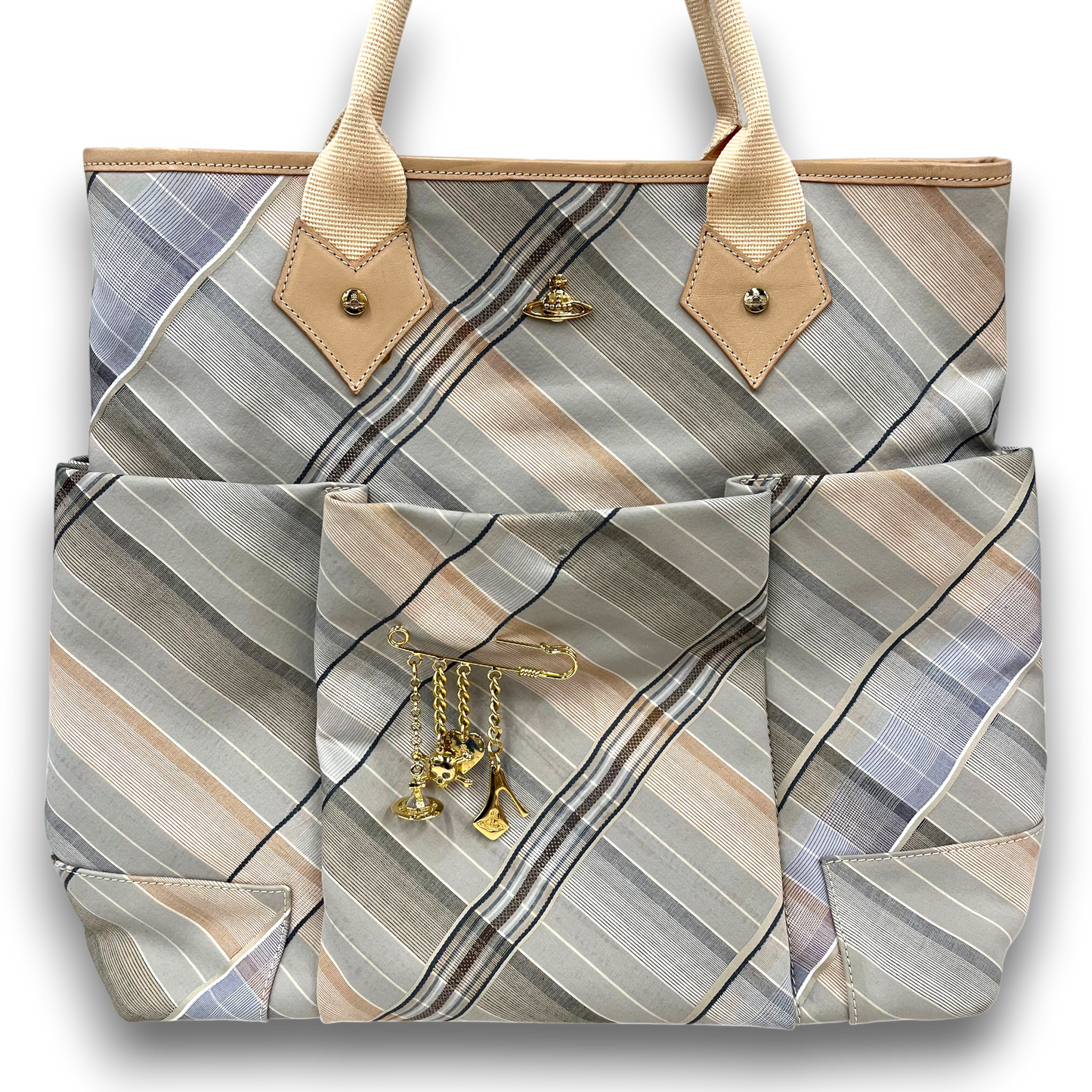 Vivienne Westwood Handbag Light Gray/Beige Rank(B) Buttons Damage