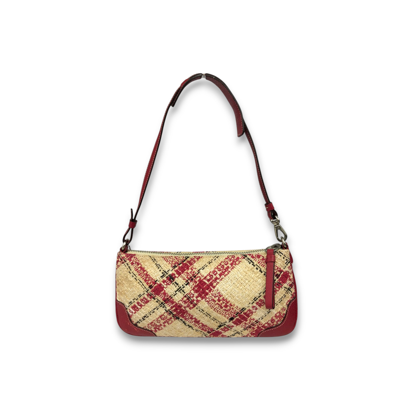 COACH Pouch 8336 Ivory/Red *Stain* Rank B