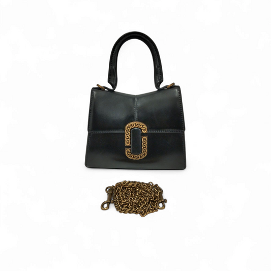 MARC JACOBS 2WAY Bag BLACK/GOLD THE ST.MARC MINI TOP HANDLE 2p3hsc004h01 Rank A