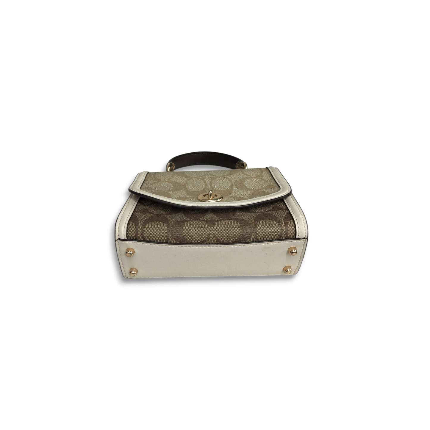 COACH Mini Shoulder Bag D2081-3079 Brown And White Micro Tilly Top Handle In Blocked Signature Rank B