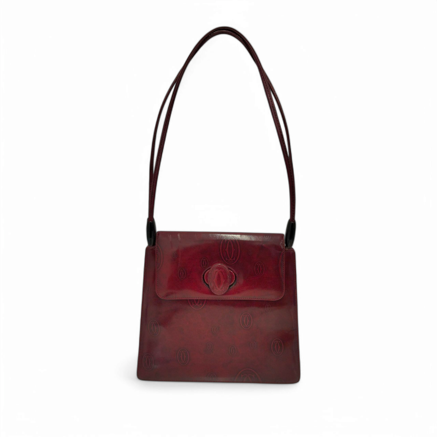 Cartier Shoulder Bag Wine Red Happy Birthday Turnlock Rank B