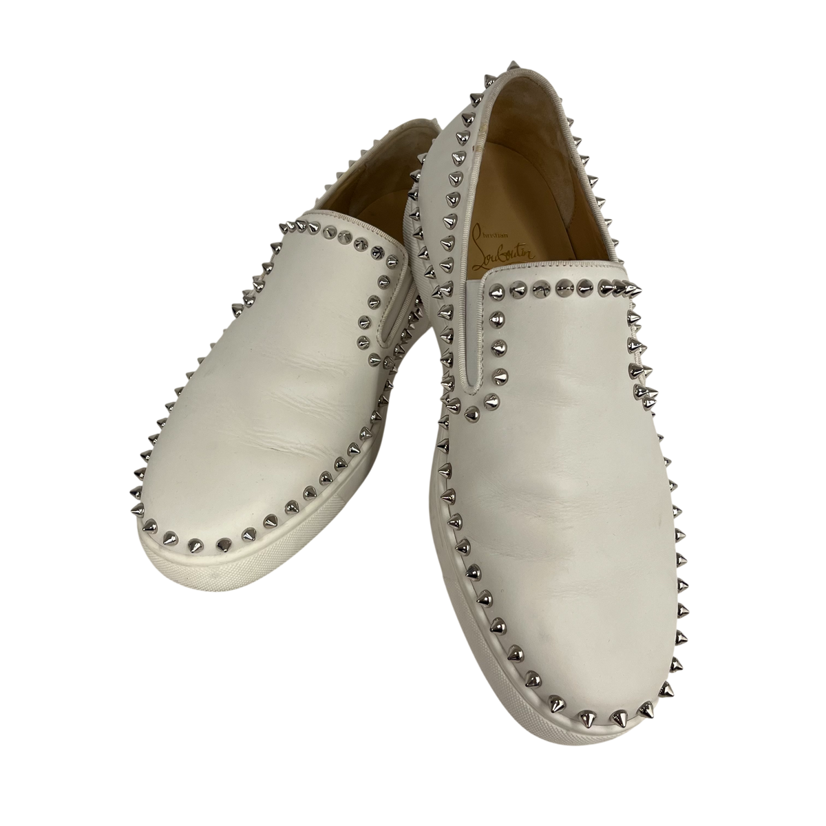Sneaker Christian Louboutin Mens White PIK BOAT FLAT Men's SIZE 41