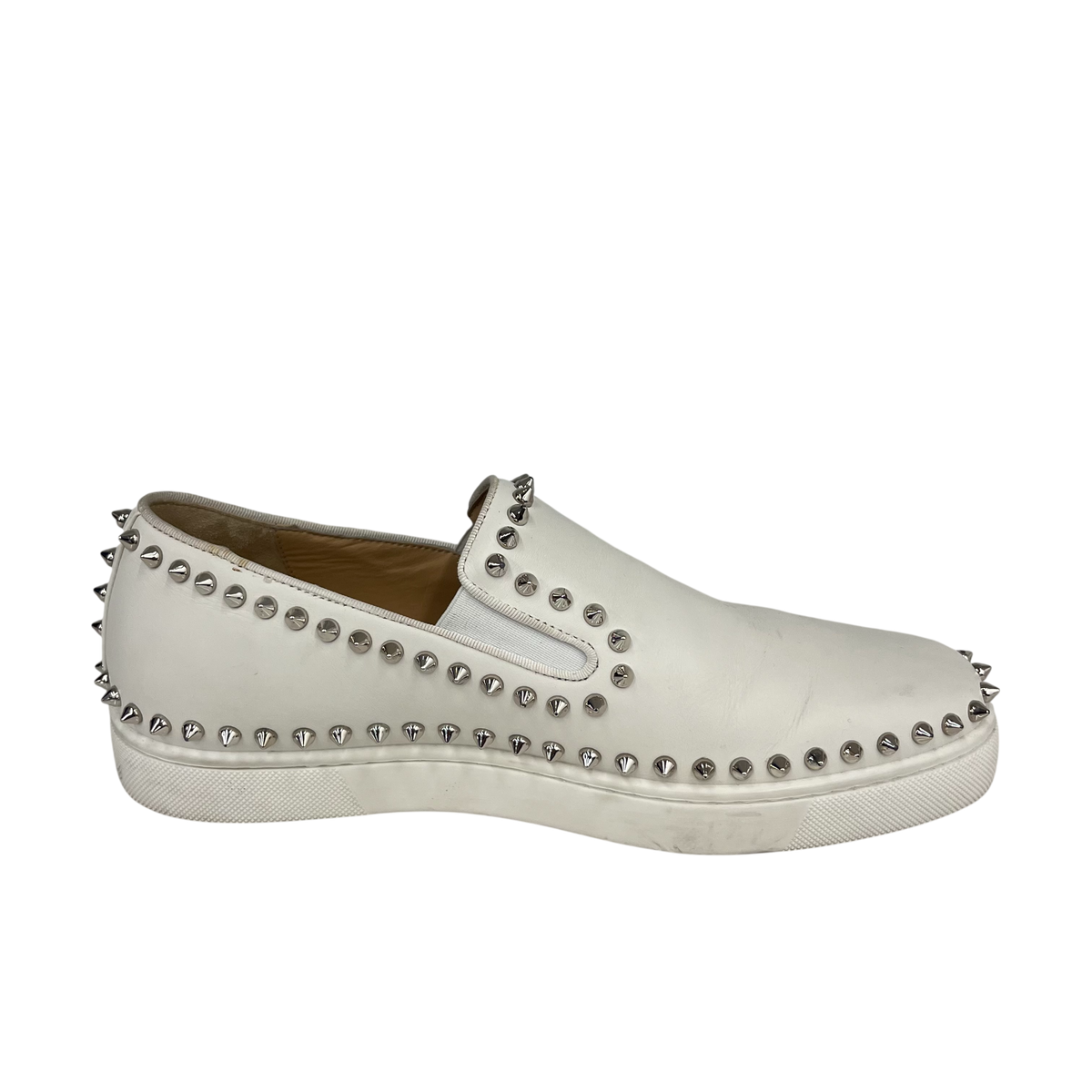 Sneaker Christian Louboutin Mens White PIK BOAT FLAT Men's SIZE 41