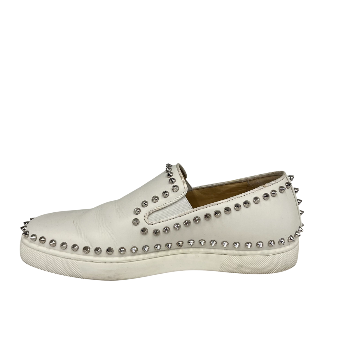 Sneaker Christian Louboutin Mens White PIK BOAT FLAT Men's SIZE 41