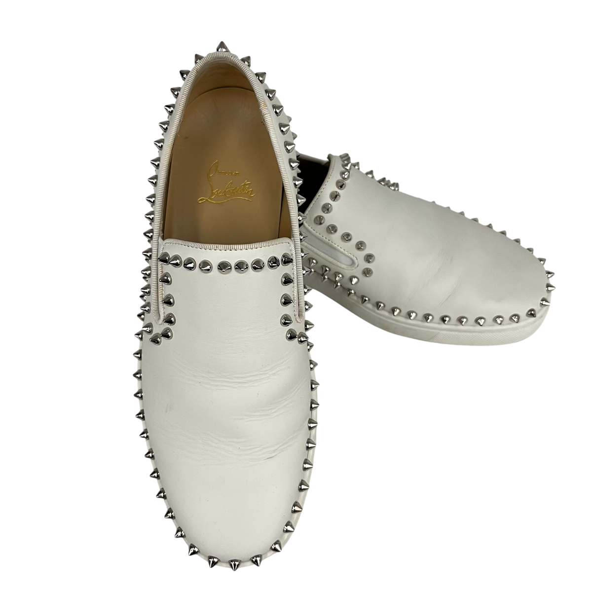Sneaker Christian Louboutin Mens White PIK BOAT FLAT Men's SIZE 41