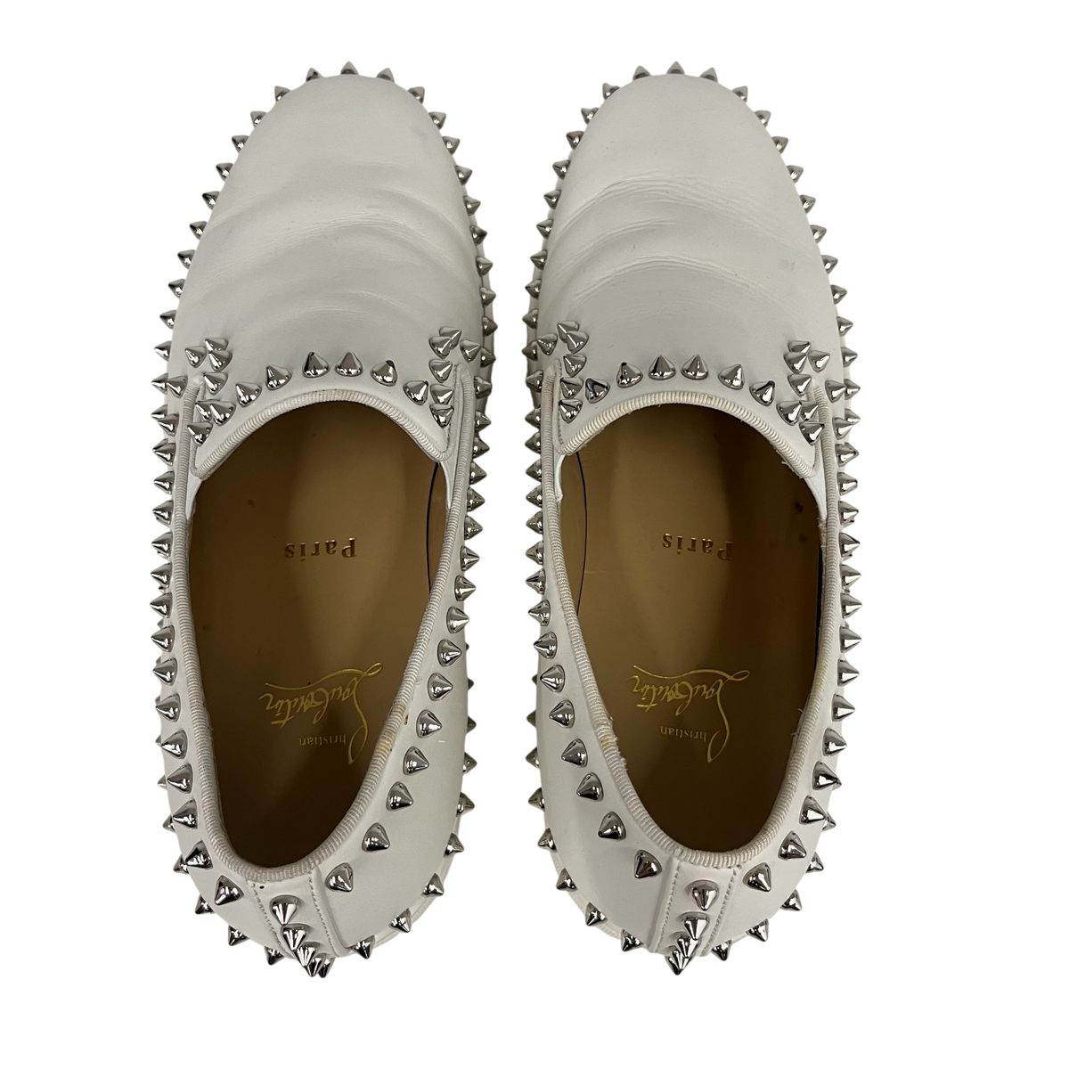 Sneaker Christian Louboutin Mens White PIK BOAT FLAT Men's SIZE 41
