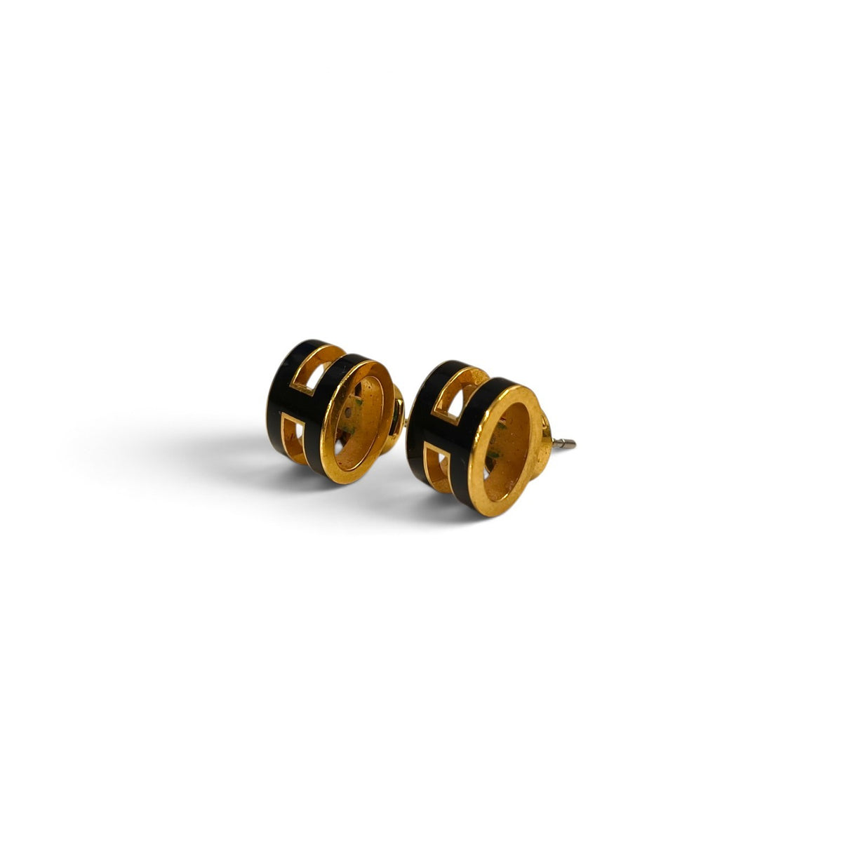 HERMES Earring Black Mini Pop H Rank B